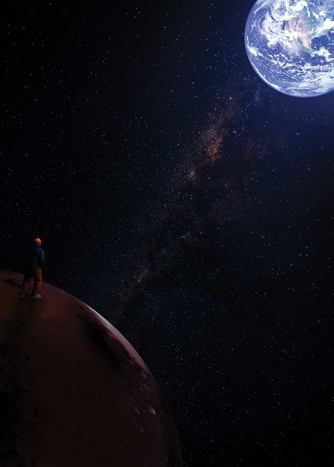 Space Traveler Gazing Earth