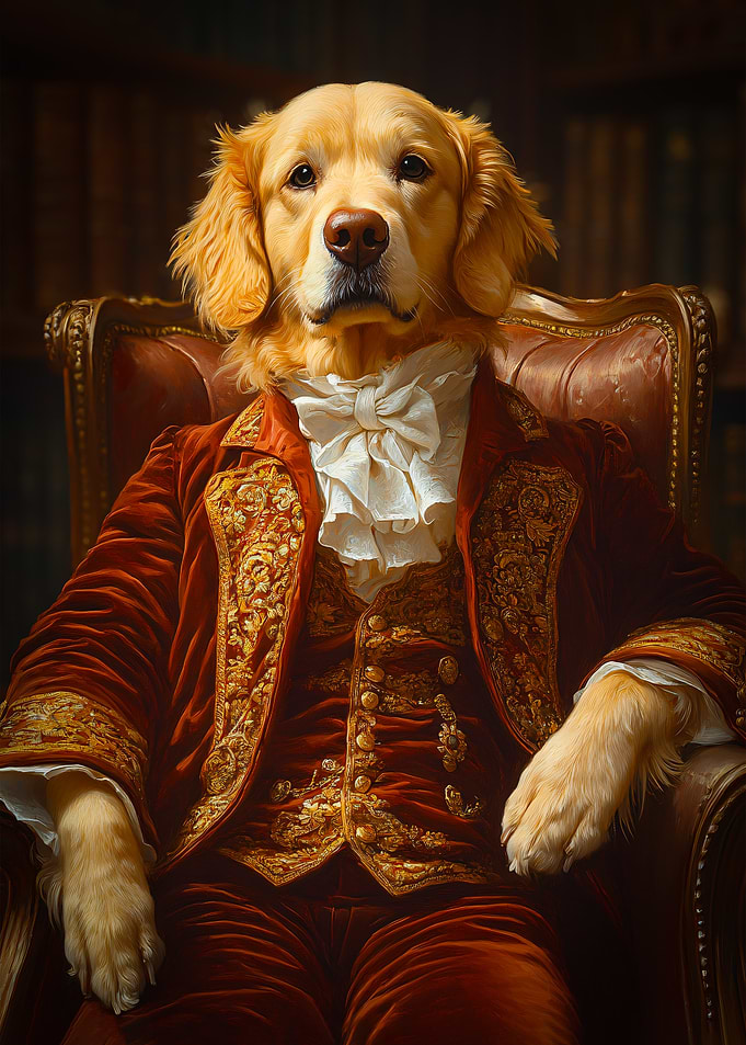 Golden Retriever in Regal Attire
