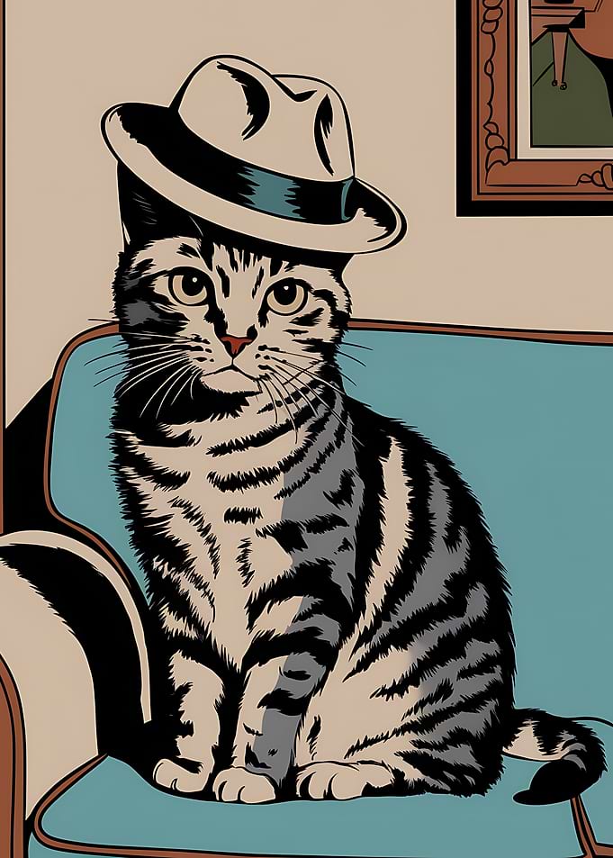 Cat in Fedora Pop Art