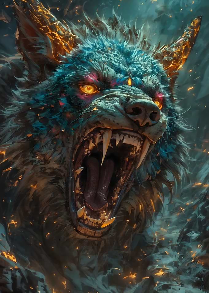 Ferocious Wolf with Glowing Eyes