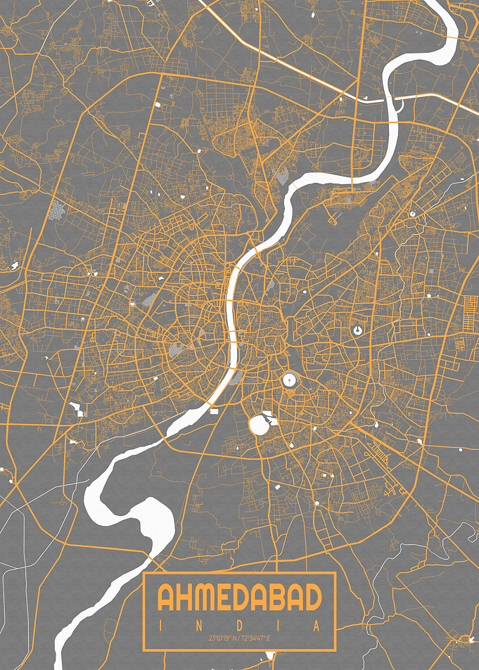 Ahmedabad City Map India Bauhaus