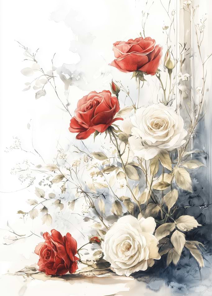 Flower Red White Roses