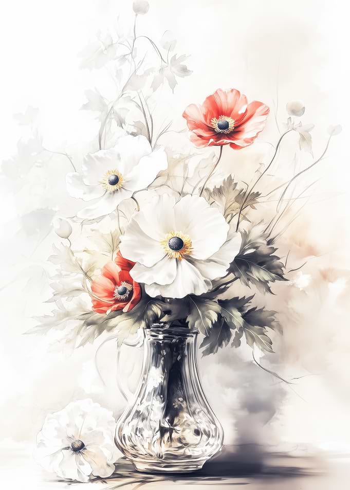 Flower Red White Anemone