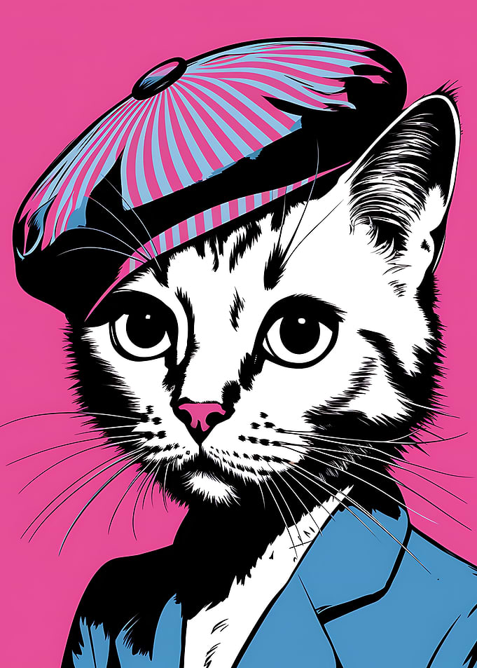 Cat in a Beret Pop Art