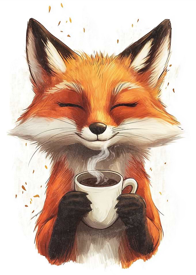 Fox with Coffee