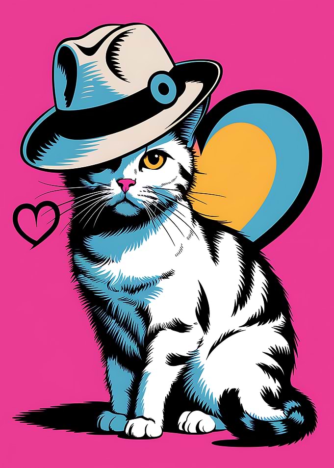 Cool Cat in Fedora Pop Art