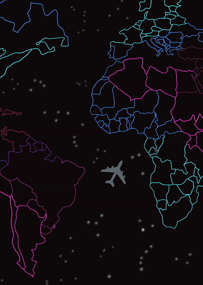 World Map with Airplane
