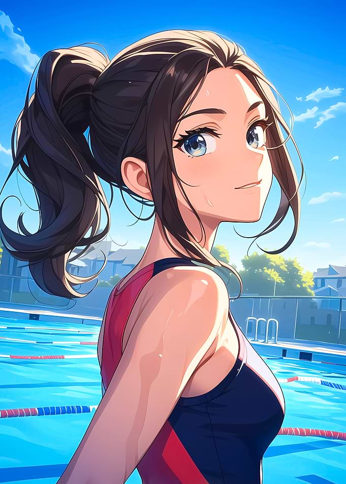Anime Girl in Swimsuit