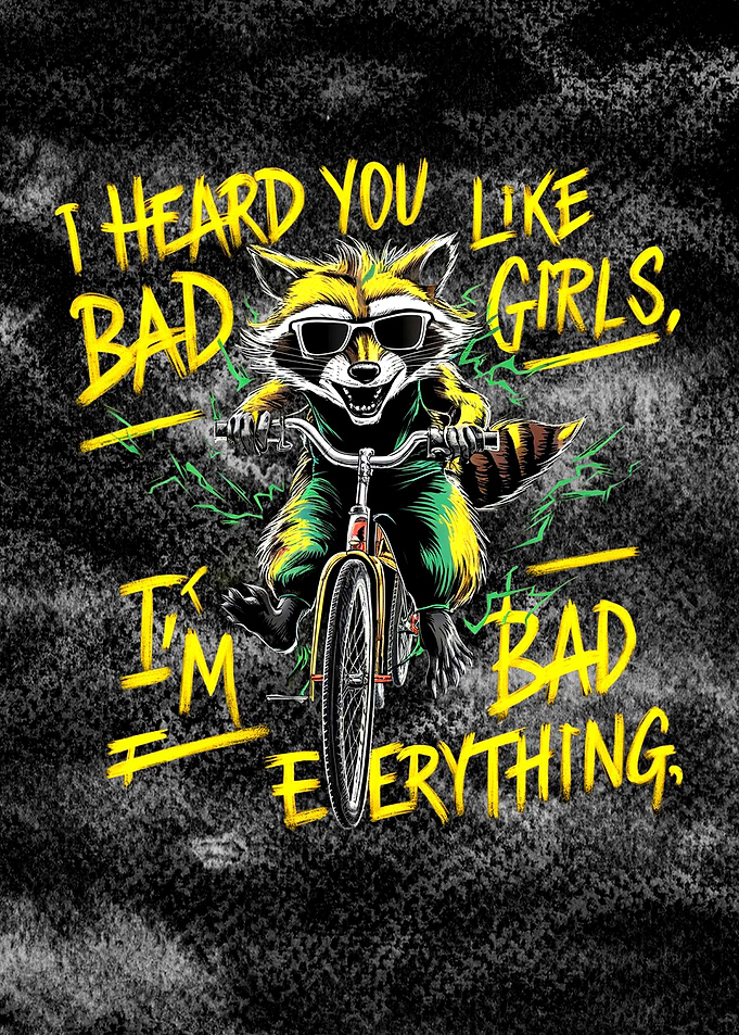 Raccoon on Bike Graphic
