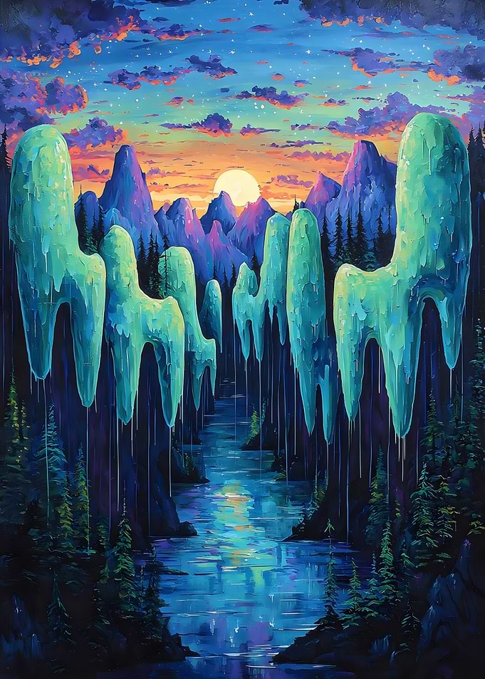 Neon Peaks at Sunset