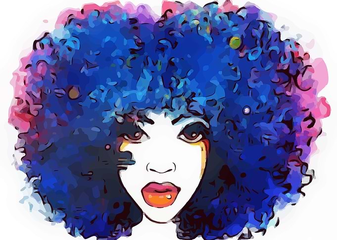 Woman with Blue Afro
