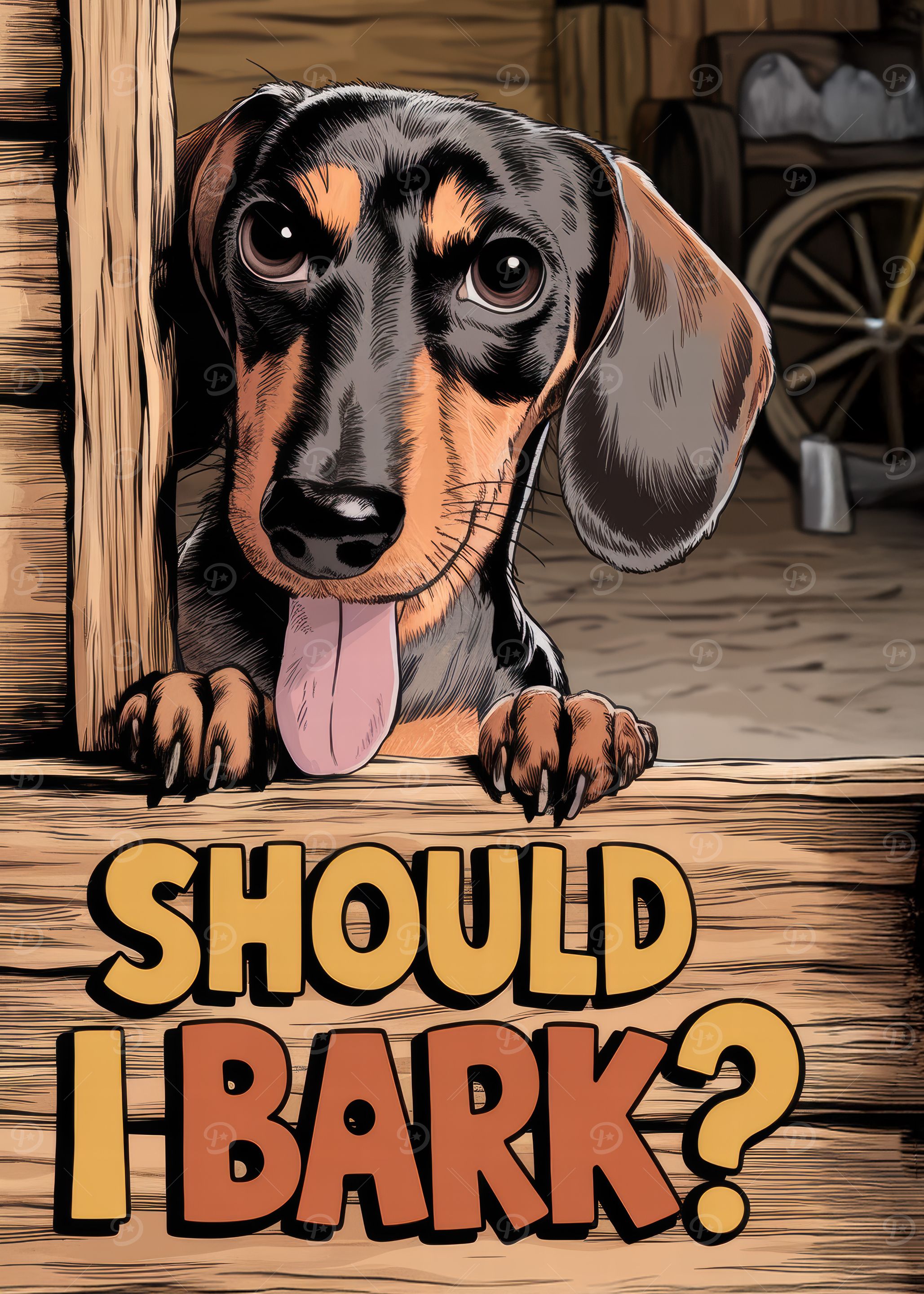 Peeking Dachshund Poster