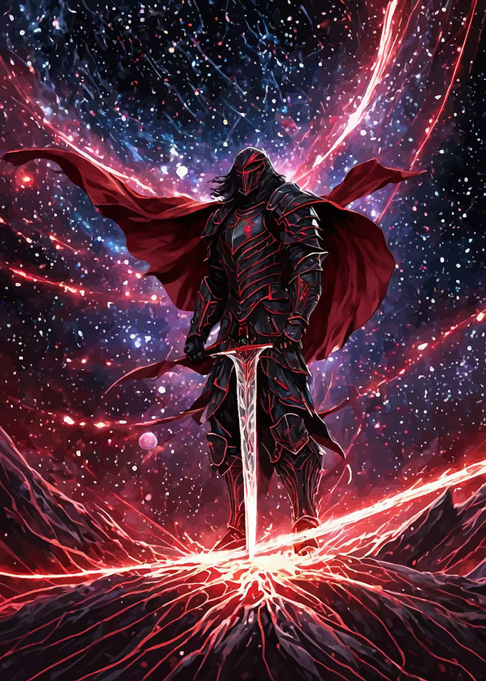 Red Dark Knight in Space