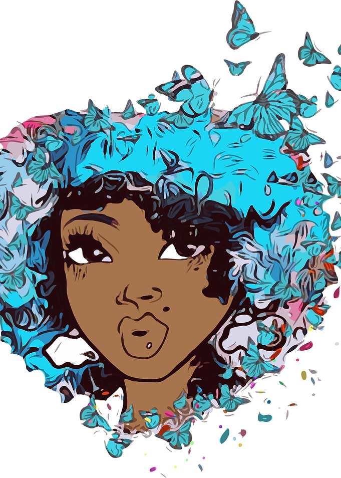 Black Woman with Butterflies