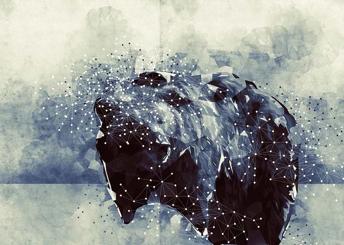 Abstract Watercolor with Bear
