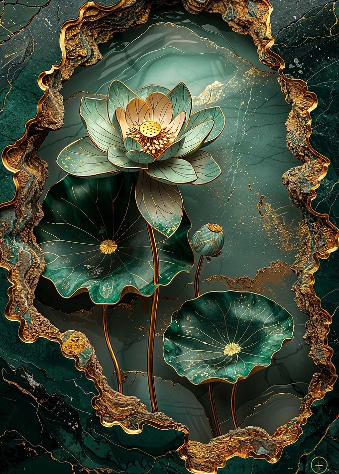 Gold & Green Lotus