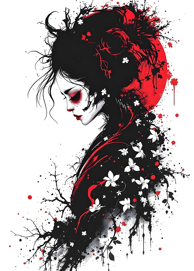 Geisha with Cherry Blossoms