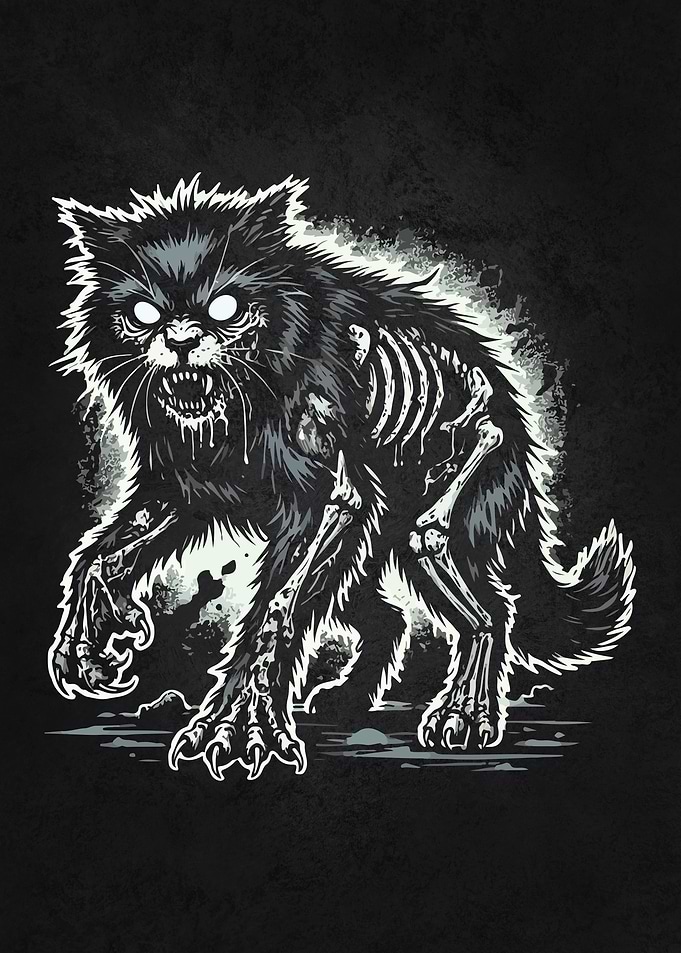 Zombie Cat Halloween Cartoon