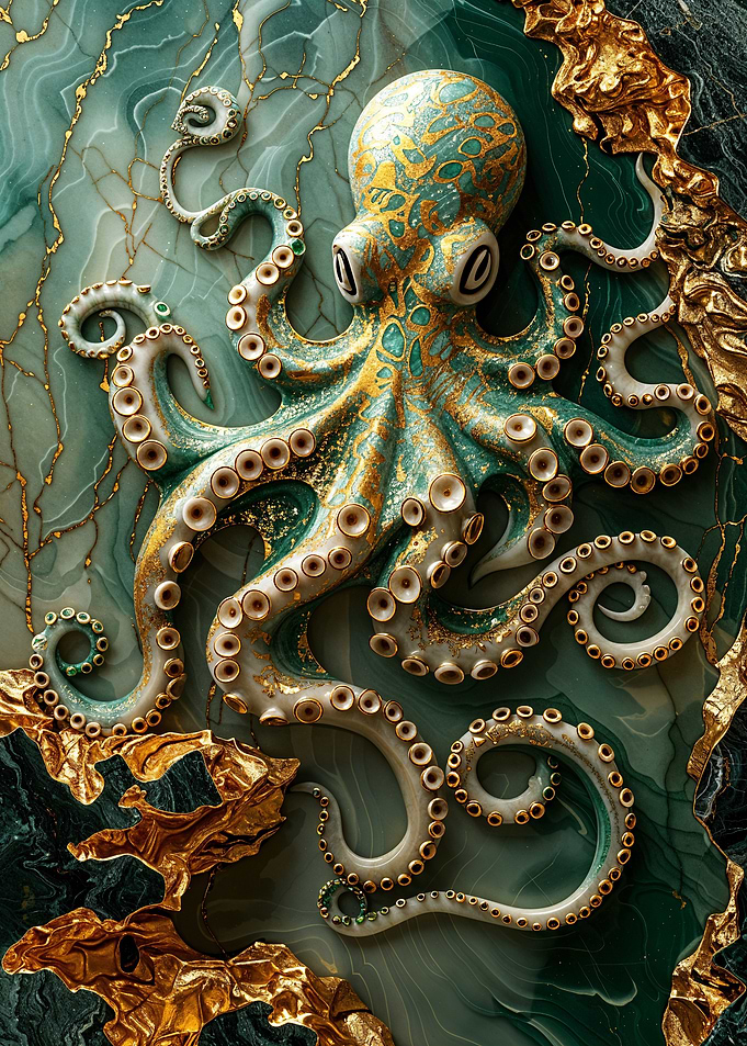 Golden Octopus Art