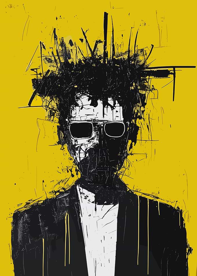 Abstract Portrait in Black and Yellow