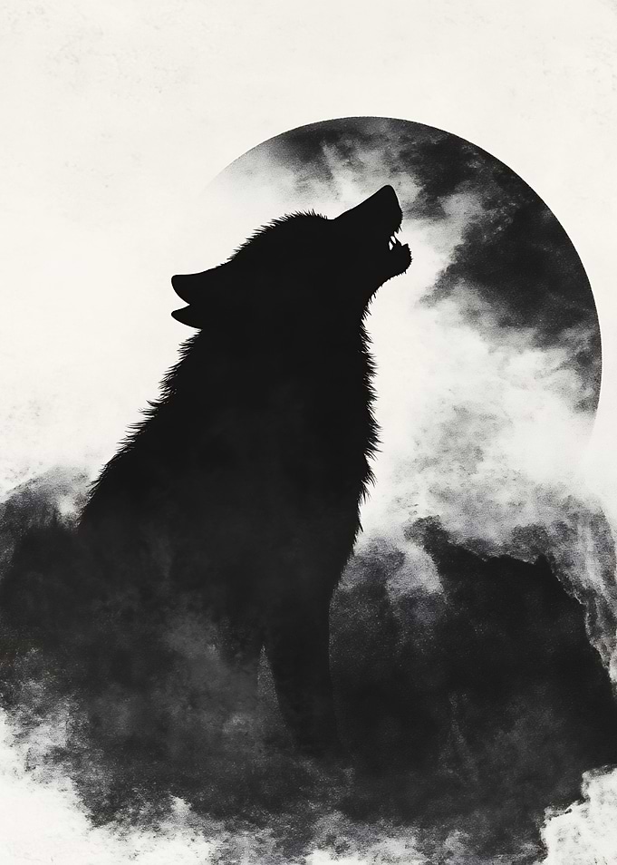 Wolf Howling at the Moon