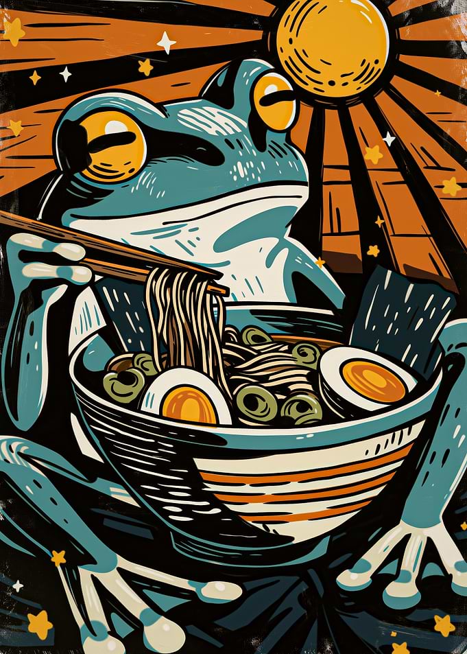 Frog Eating Ramen