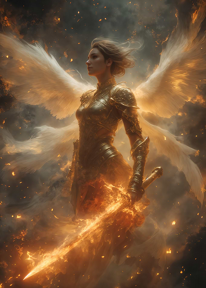 Angelic Warrior with Flaming Sword