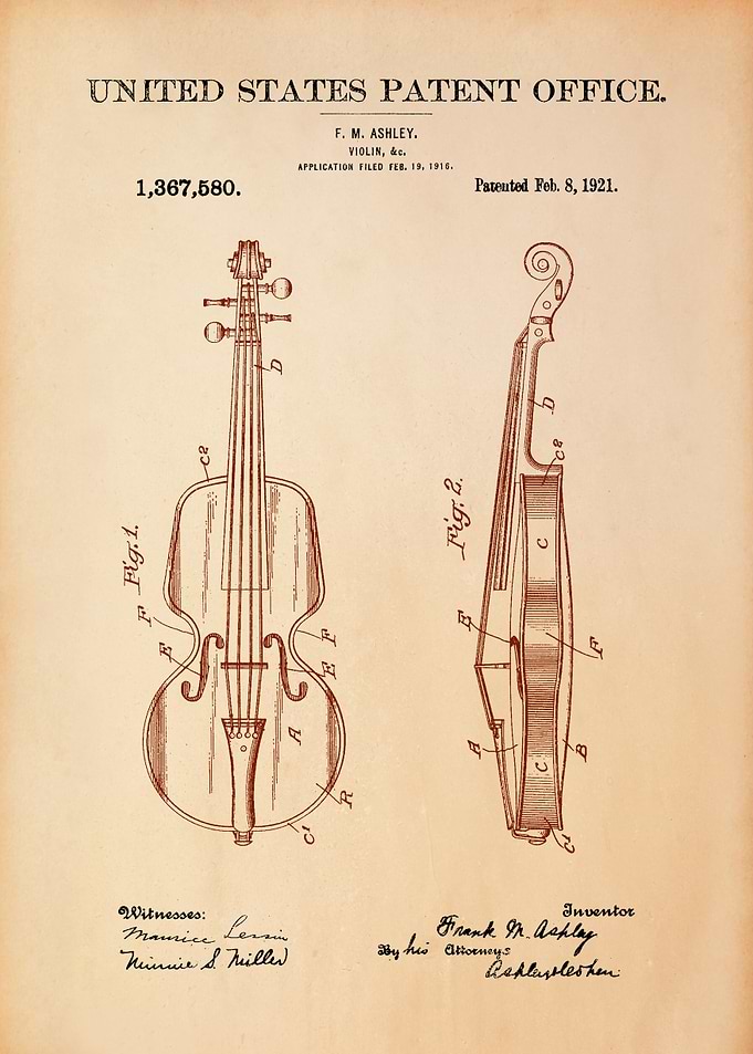 Violin Patent Blueprint