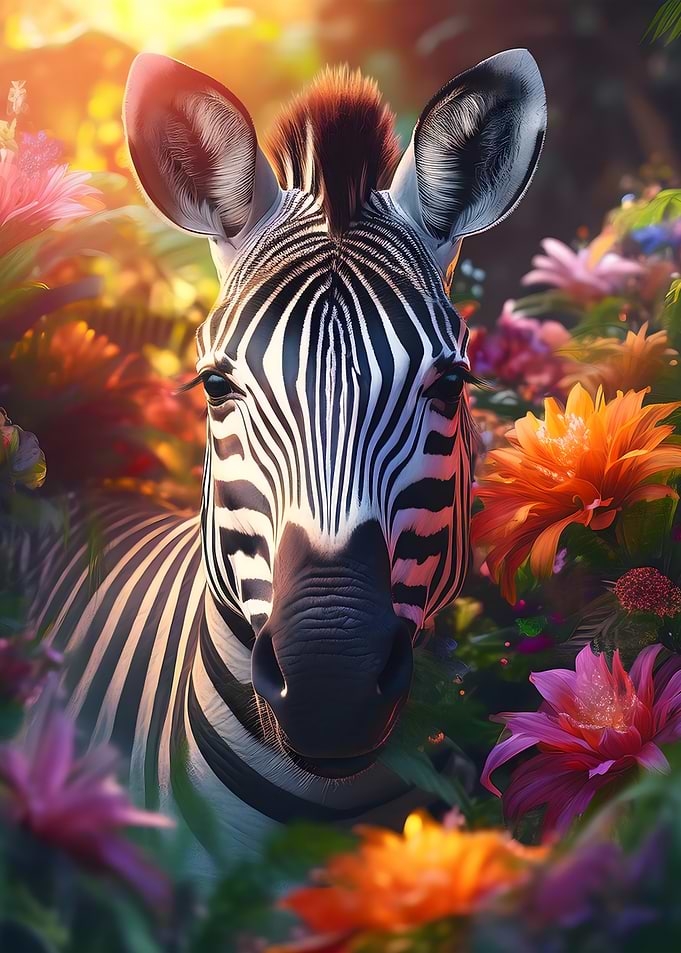 Zebra in Flowers