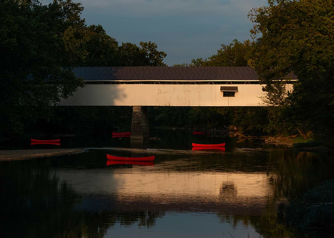 Covered Bridge and Canoes