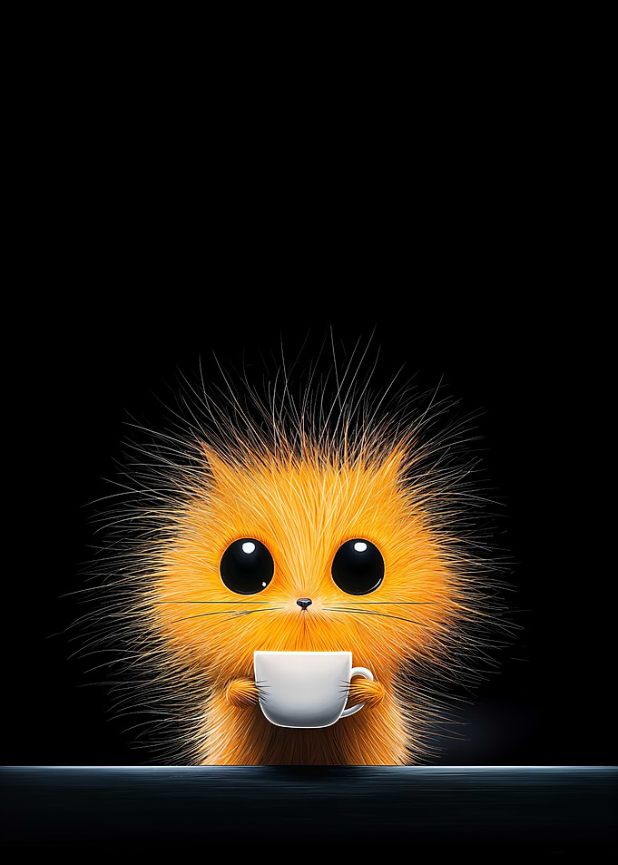 Cute Cat with Coffee