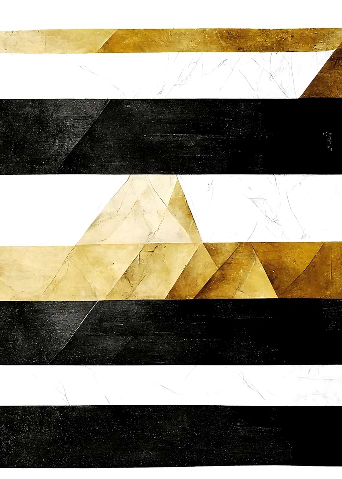 Abstract Geometric Art White Gold Black