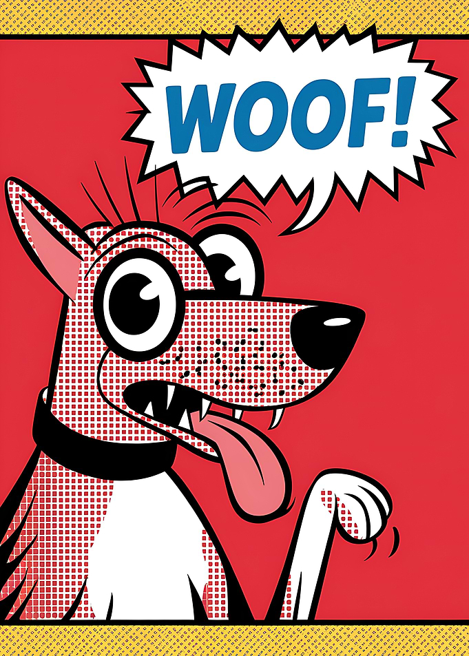 Cartoon Dog Woof pop art