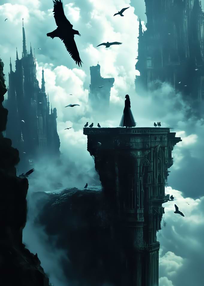 Gothic Cityscape with Woman