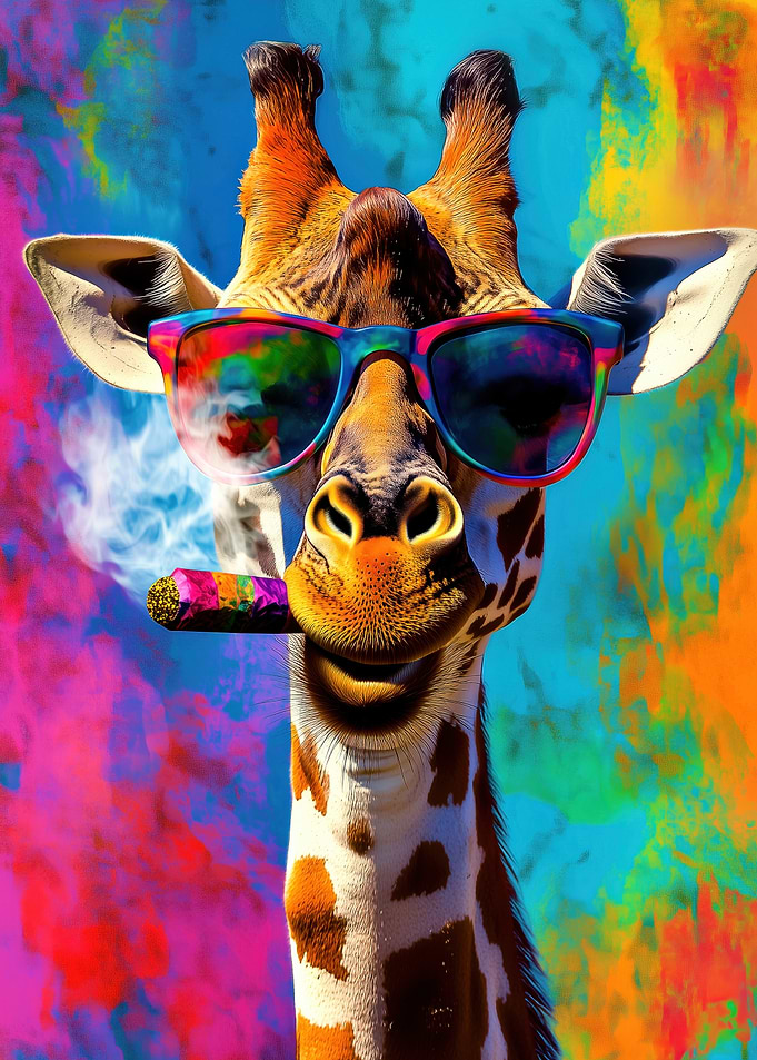 Cool Giraffe with Cigar