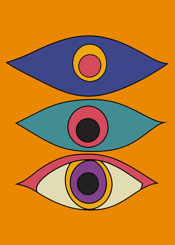 Three Abstract Evil Eye Art