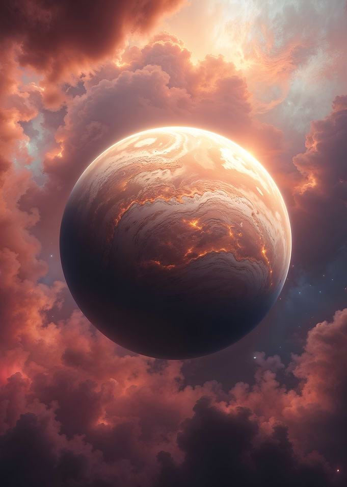 Glowing Planet in Space