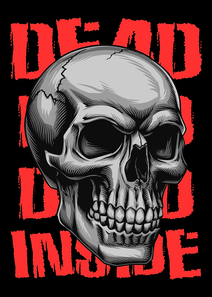 Skull with Dead Inside Text
