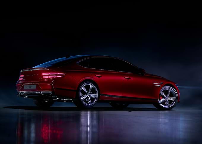 Red Genesis G80 Sedan