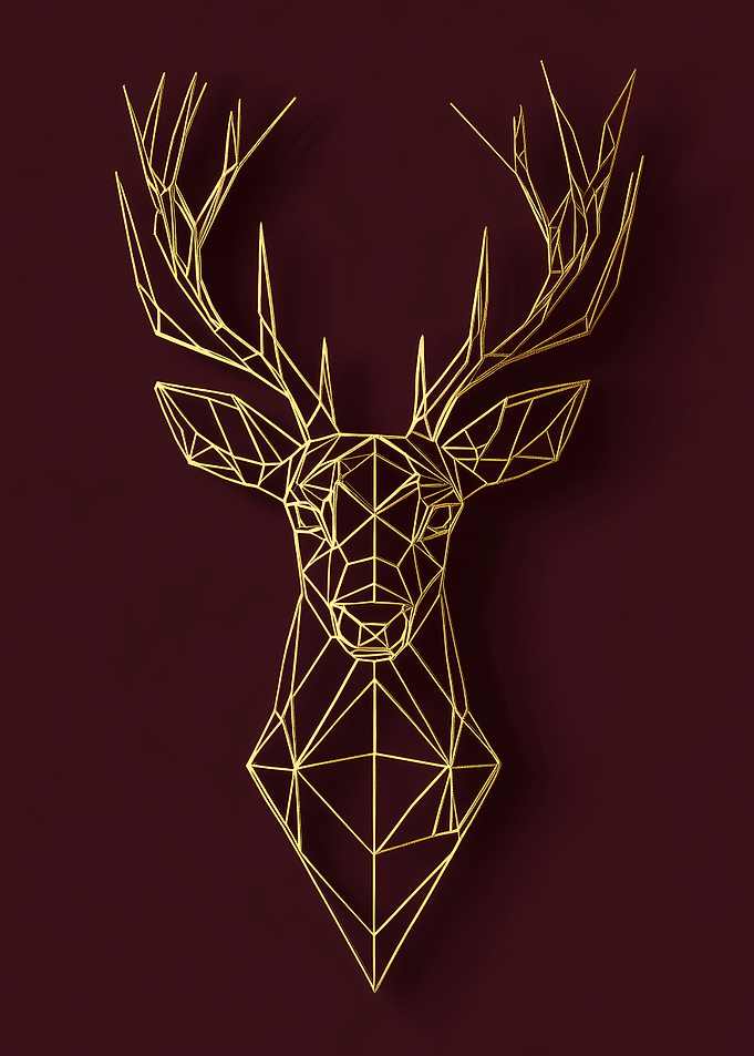 Gold Deer Head Geometric Art