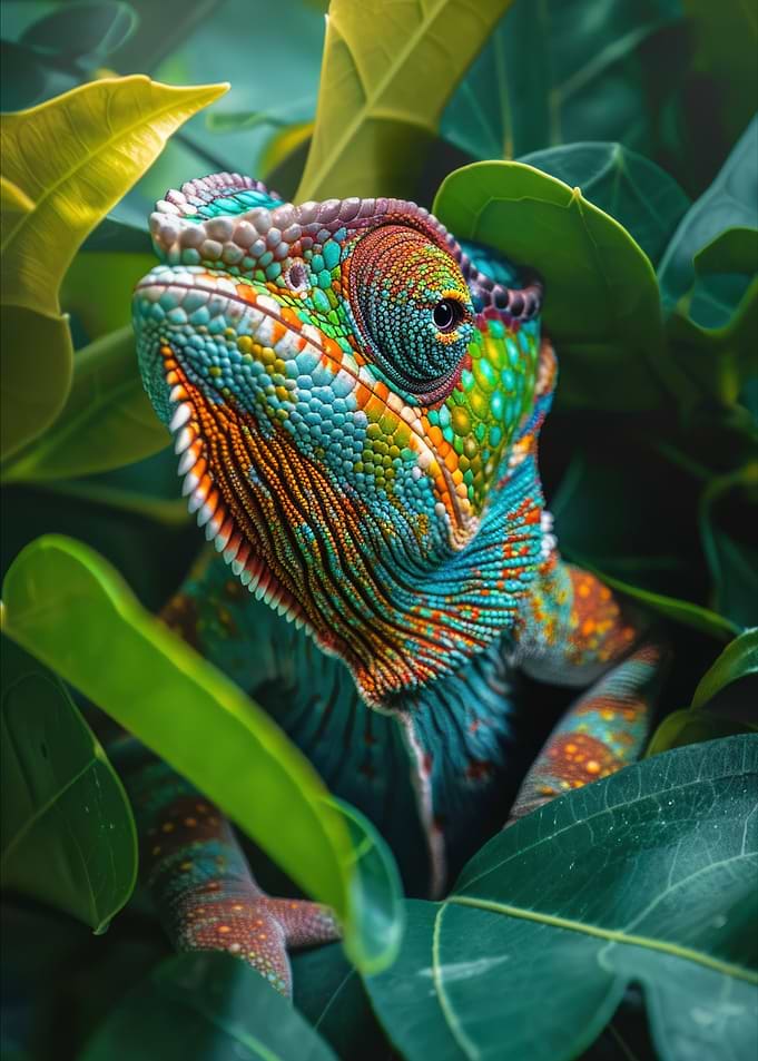 Chameleon in Lush Foliage