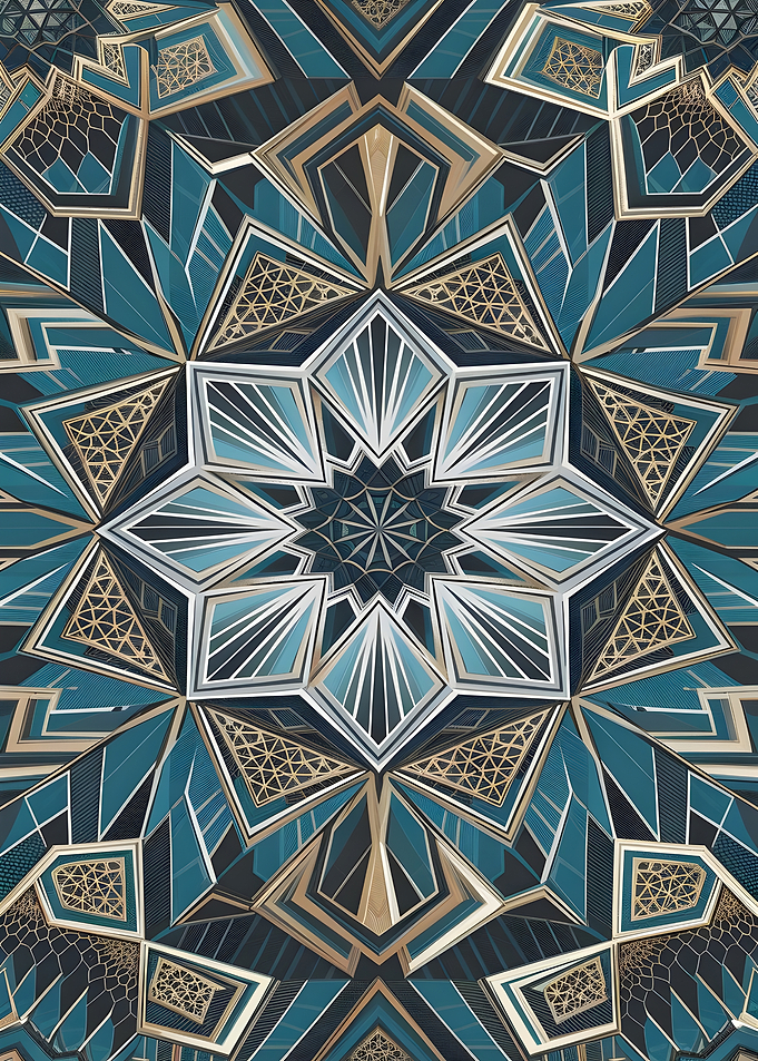 Geometric Teal Mandala