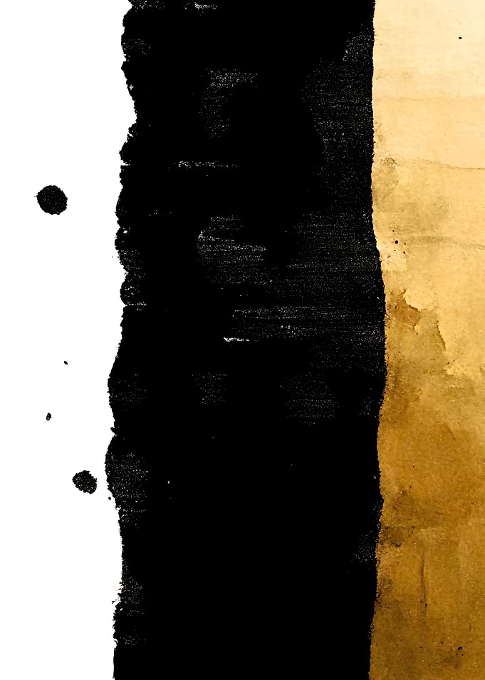 White, Black and Gold Abstract Art