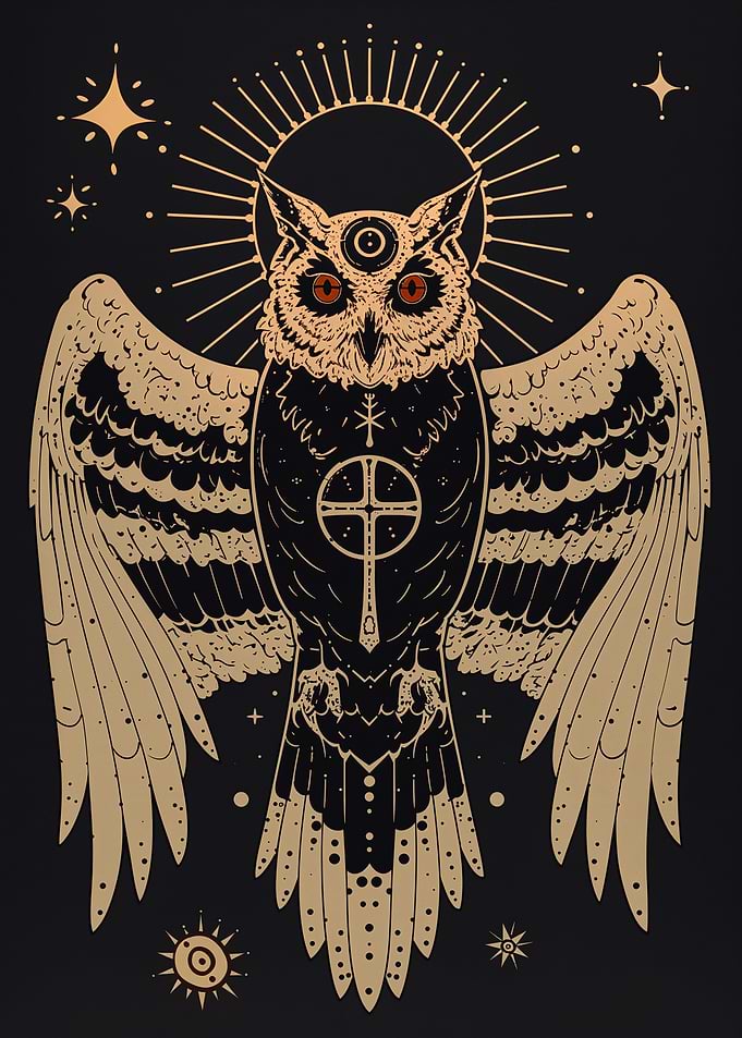 Mystical Owl with Symbol