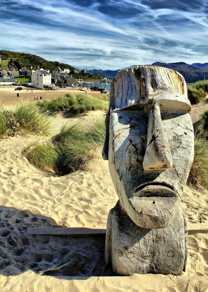 Wooden Statue on Beach