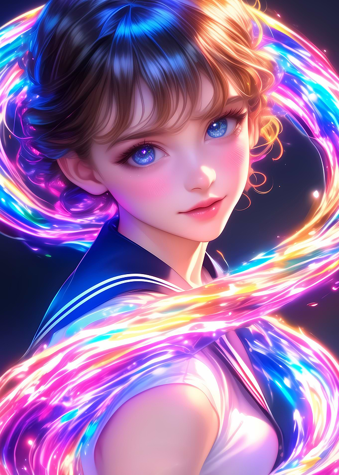 Anime Girl with Glowing Stream Gaming