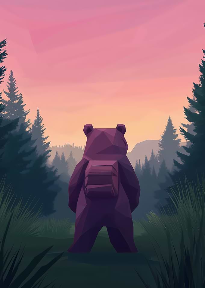 Bear in Forest Sunset