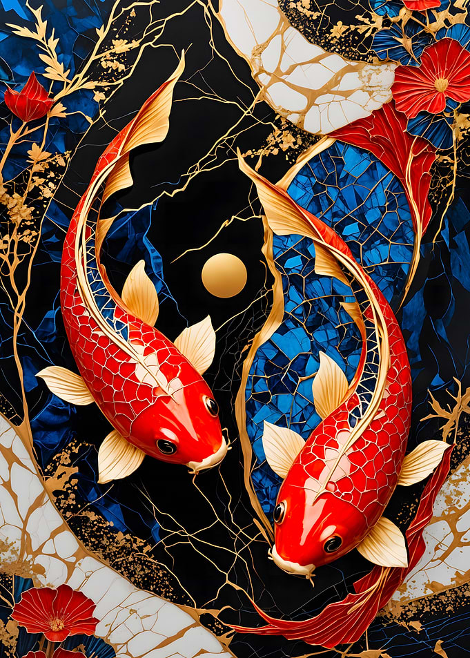 Koi Fish Kintsugi Art