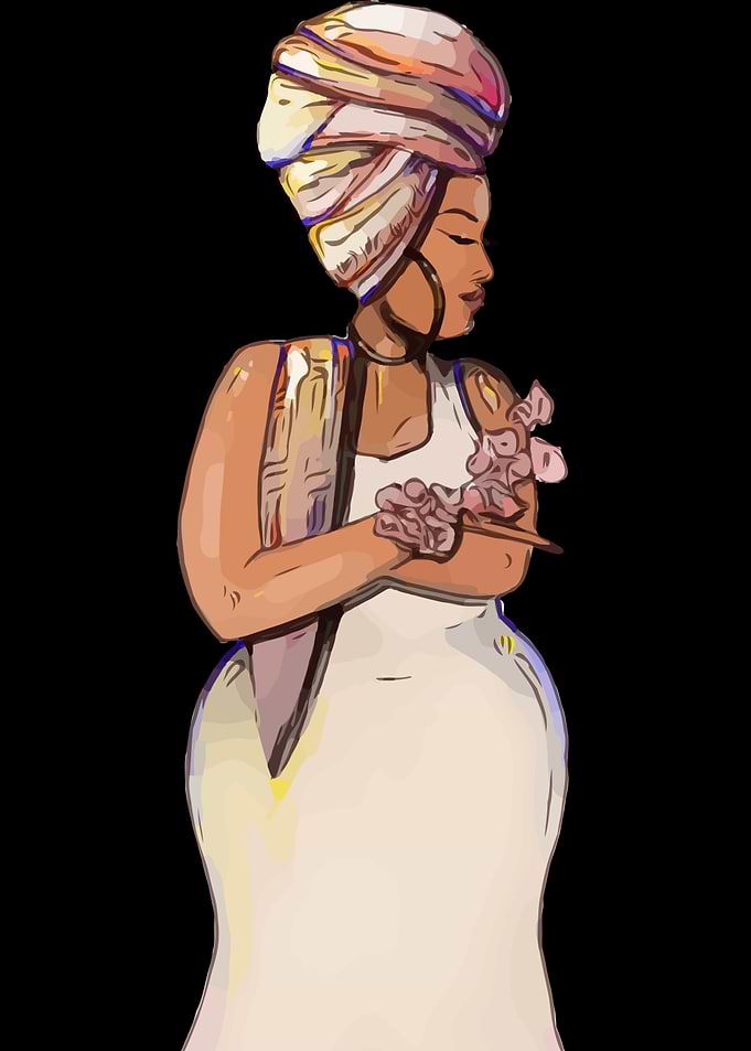 Woman in Turban with Flowers