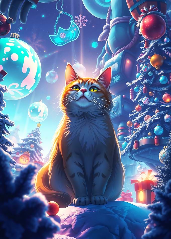 Cat in Winter Wonderland